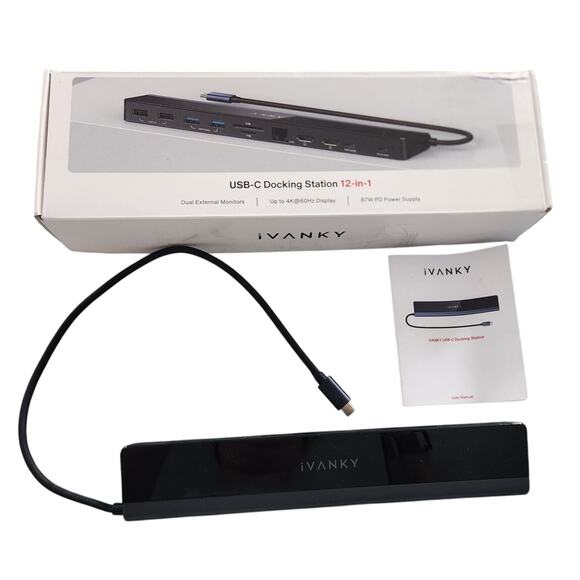 Laptop Docking Station Dual 12-in-1 USB-C 4K HDMI, 85W PD, SD/TF, Ethernet - Picture 1 of 5